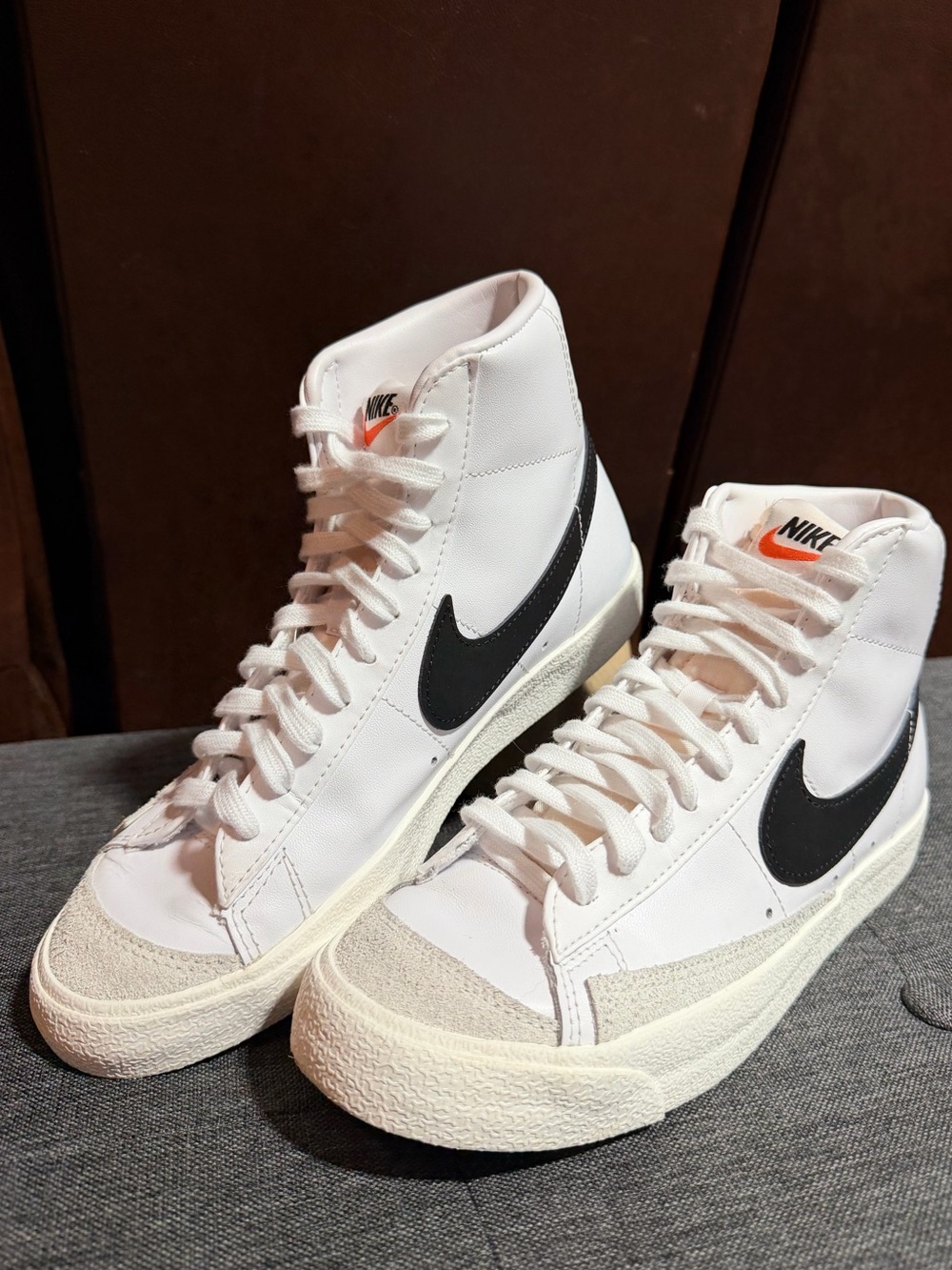 Nike Blazer Mid '77 Vintage White Black Leather Sneakers [Size 8] - Picture 4 of 9